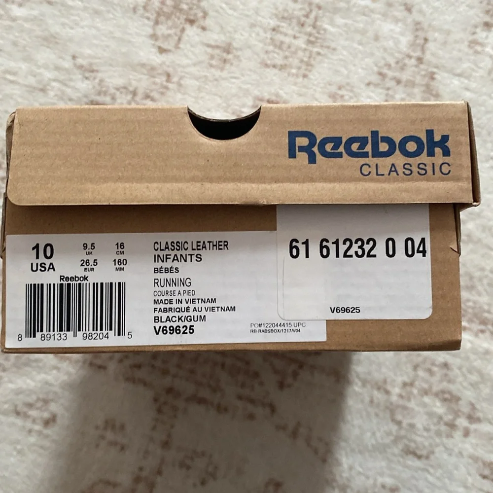 Reebok Classic Leather Toddler sz. 10C Black/Gum - Picture 7 of 7